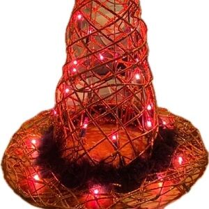🧙‍♀️🎃Light up orange and black witches hat 22” tall